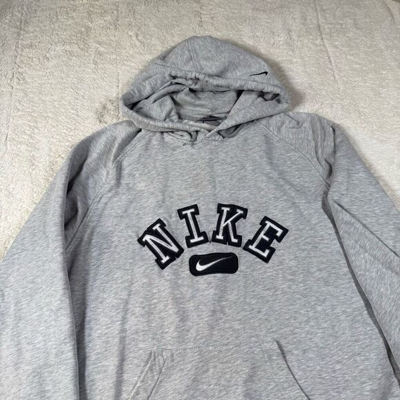 Vintage 90s Nike Men’s Pullover Center Swoosh Spellout Sweatshirt Hoodie - Picture 2 of 8